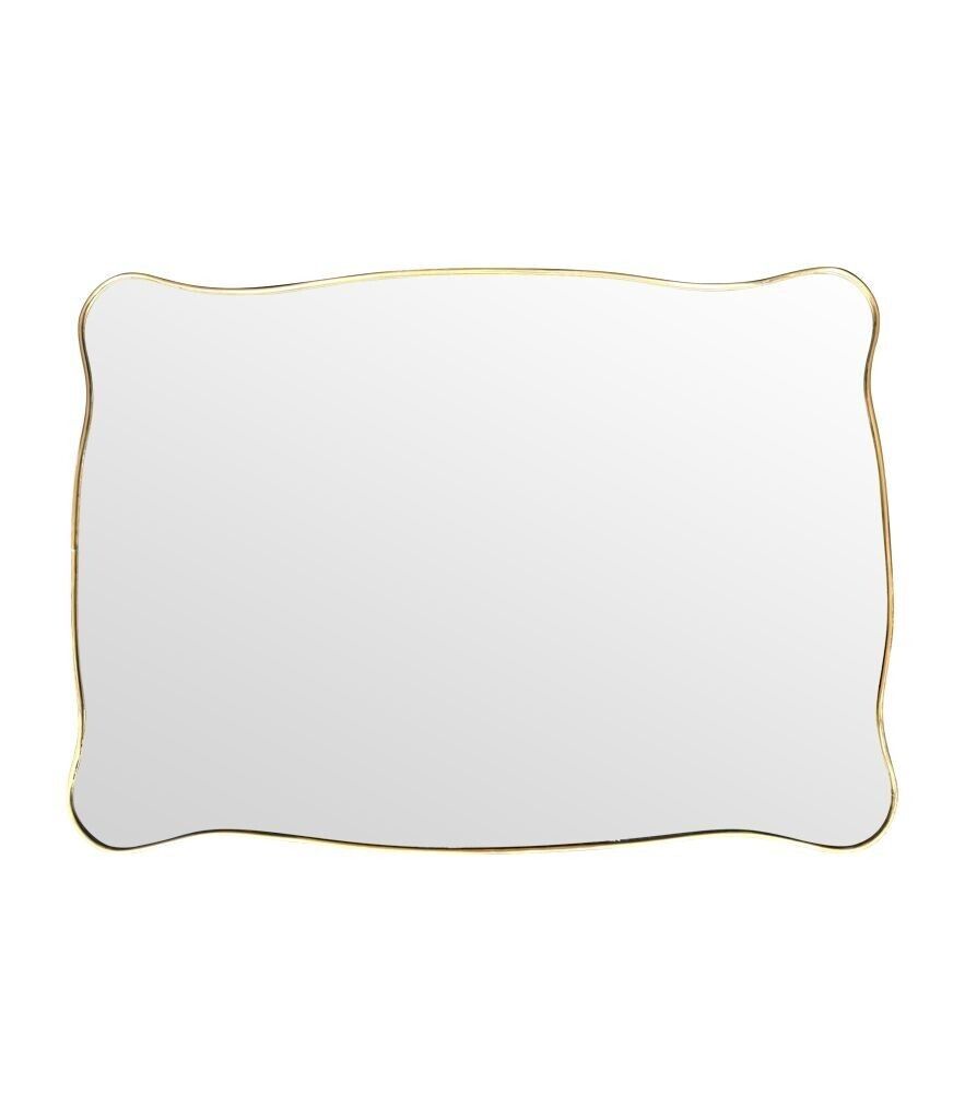 A Lovely Shaped, Landscape Or Portrait, Orignal Italian 1950s Brass Framed Mirror photo furniture
