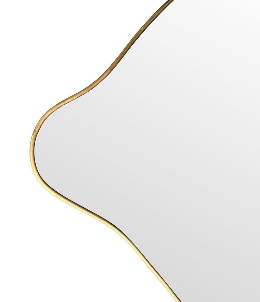 A Lovely Shaped, Landscape Or Portrait, Orignal Italian 1950s Brass Framed Mirror photo vinterior