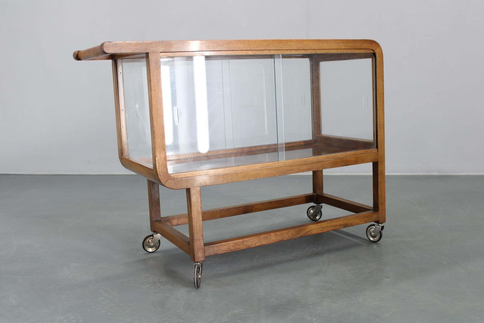 688.0 1930s Art Deco Walnut Serving Cart, Czechoslovakia photo