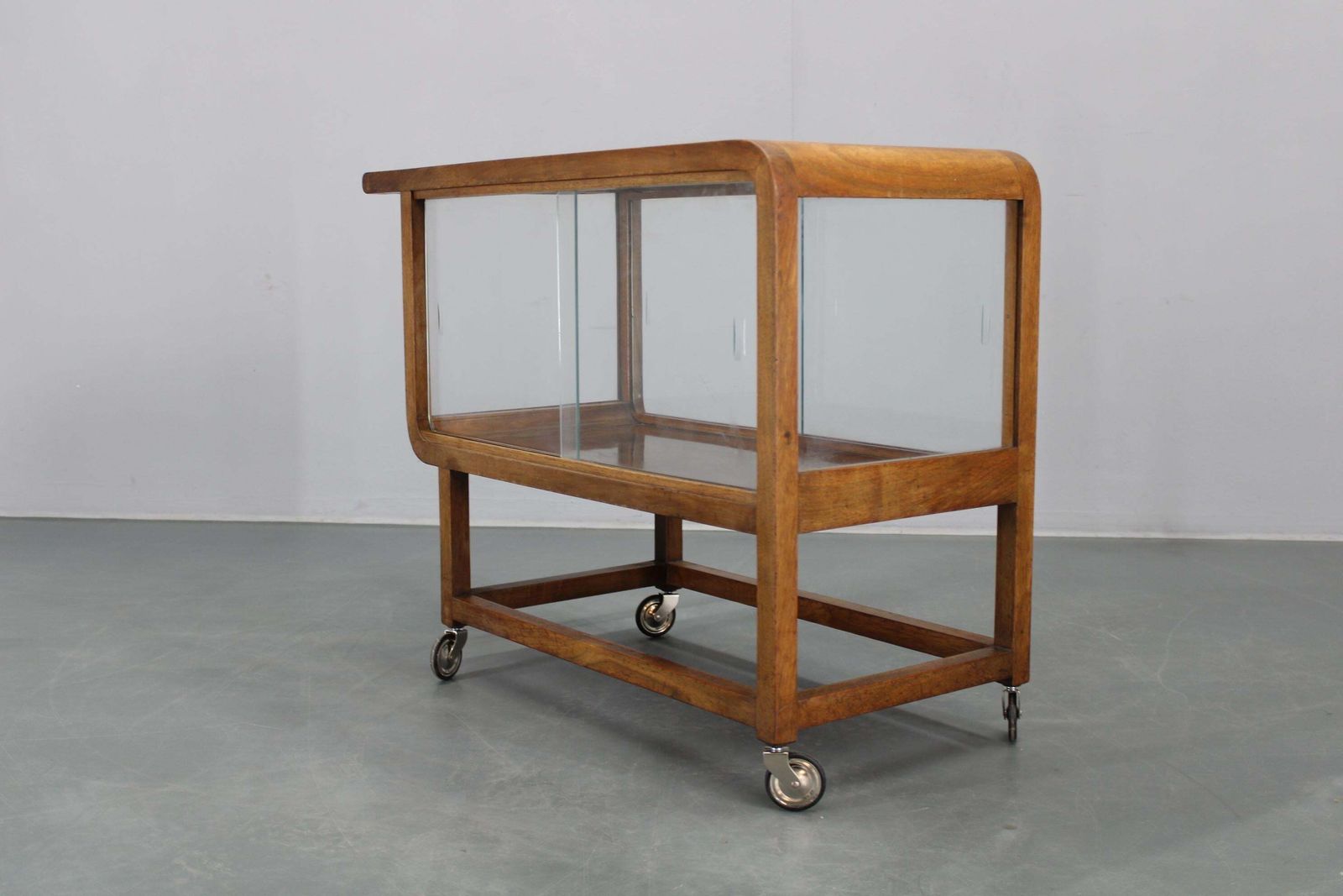 photo buy 1930s Art Deco Walnut Serving Cart, Czechoslovakia