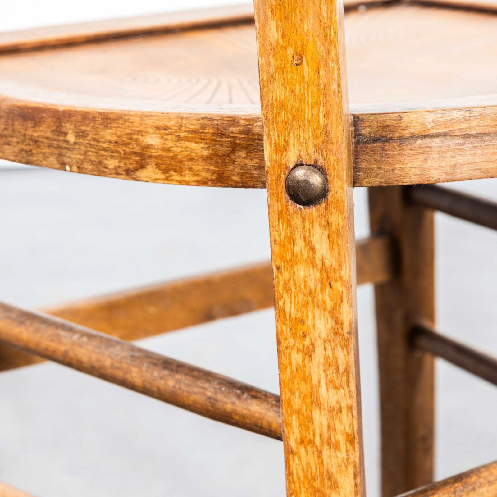 1950’s French Farmhouse Dining Chairs With Radial Patterned Seat – Set Of Four photo 778.0