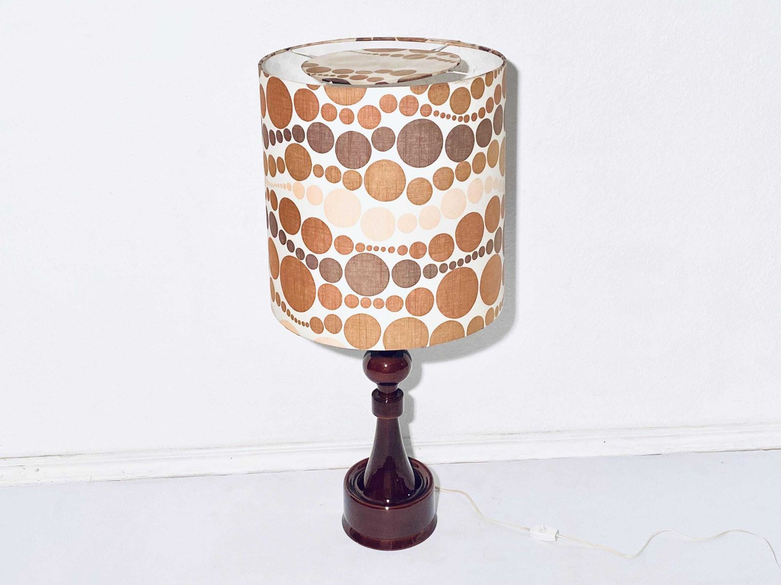 Mid Century Xl Brown Ceramic Floor Lamp With Space Age Shade / Vintage Decor 60s 70s / Wgp