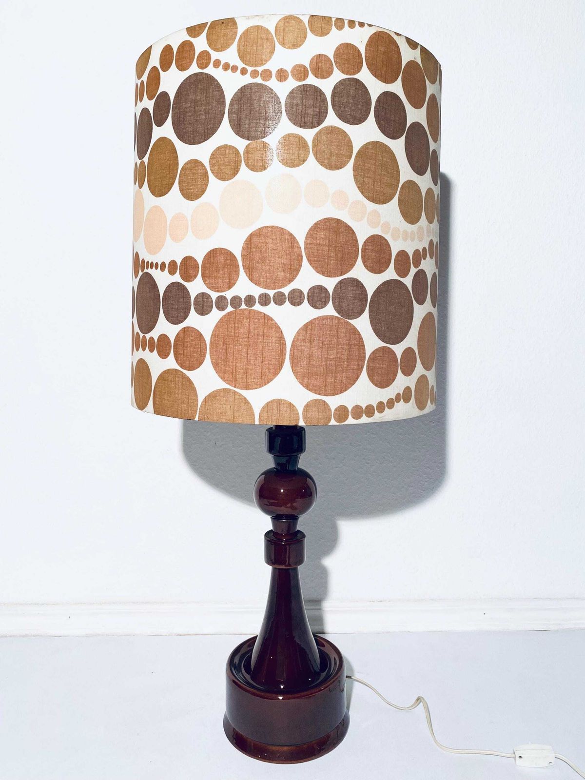 Mid Century Xl Brown Ceramic Floor Lamp With Space Age Shade / Vintage Decor 60s 70s / Wgp photo for sale