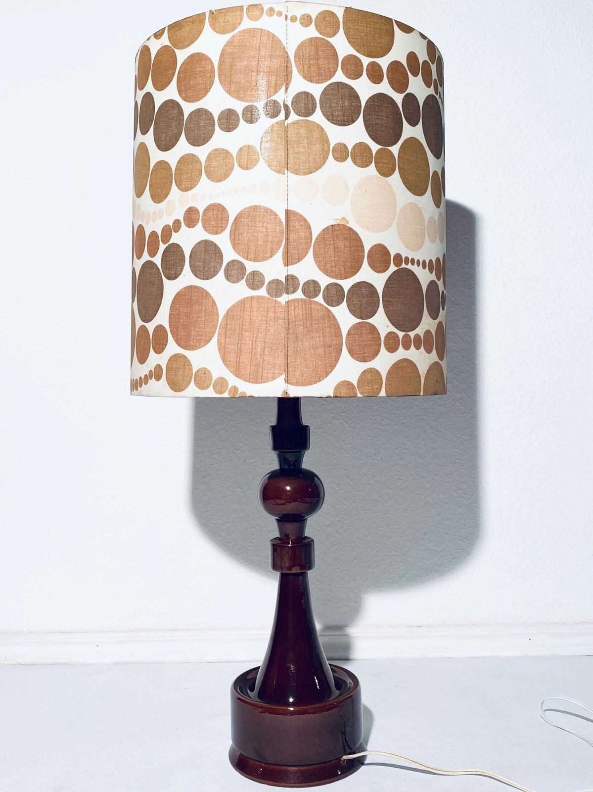 Mid Century Xl Brown Ceramic Floor Lamp With Space Age Shade / Vintage Decor 60s 70s / Wgp photo Lighting