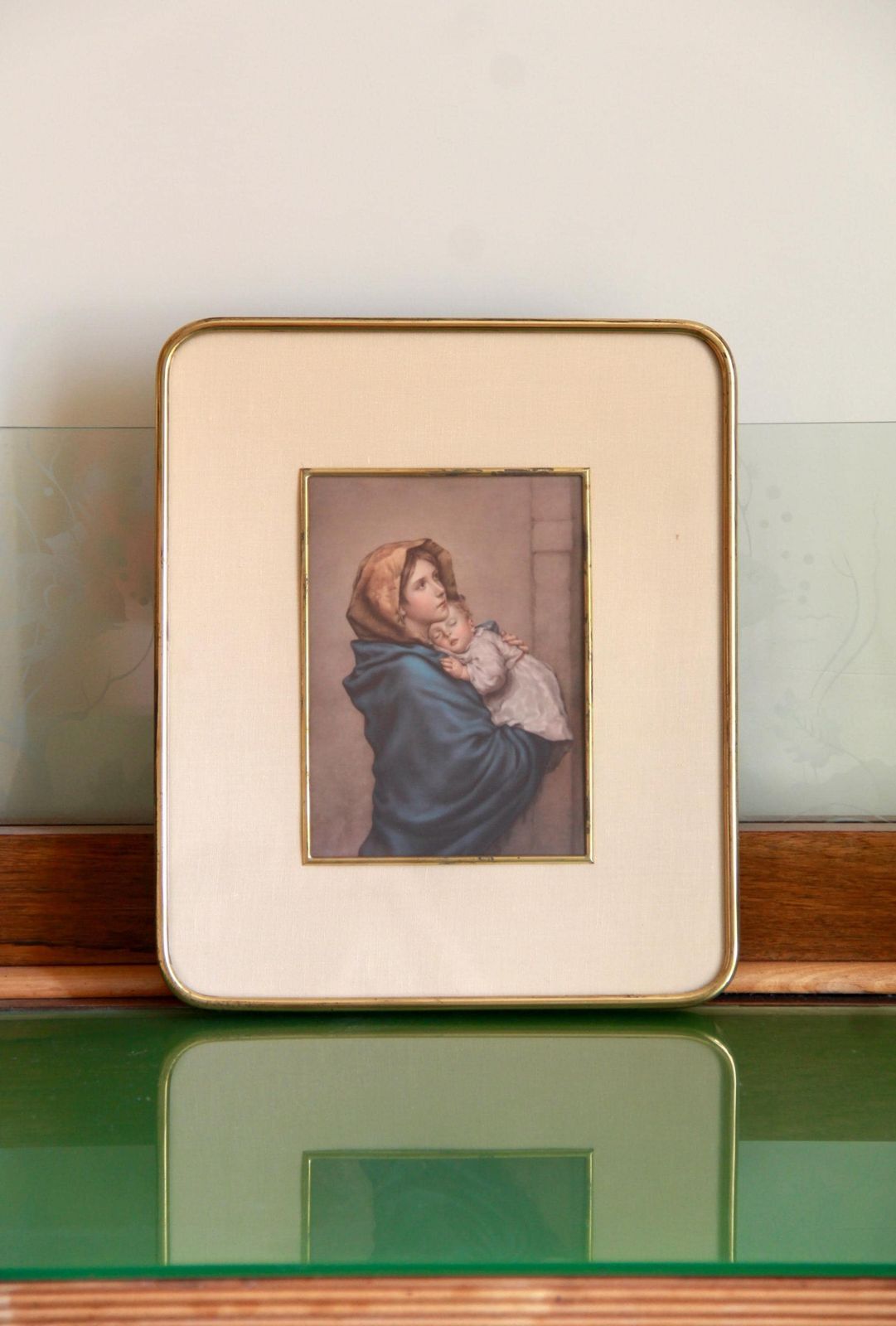 Maria, Antique Midcentury Religious Painting By Ferruzzi, Italy, 1950s