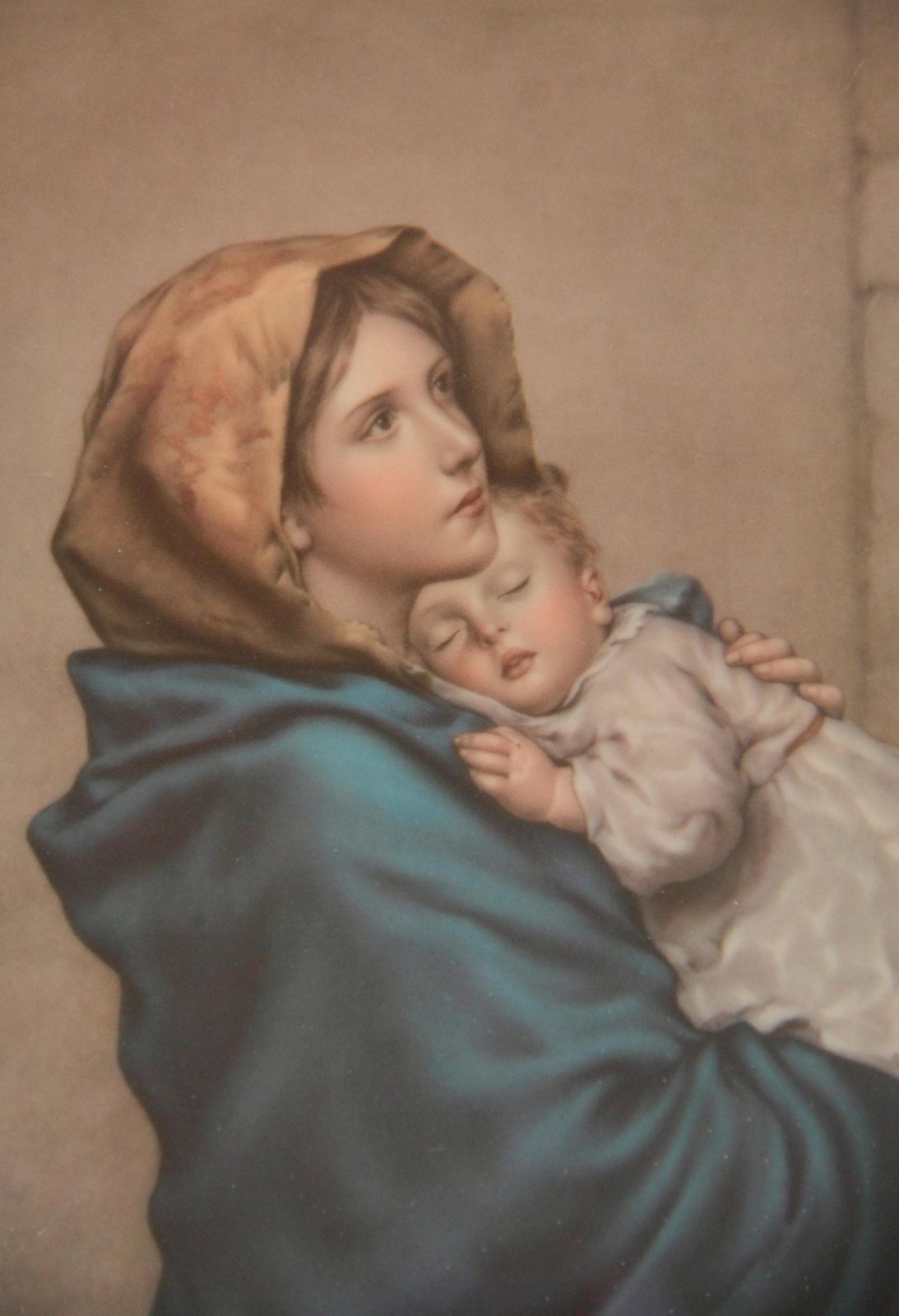 Maria, Antique Midcentury Religious Painting By Ferruzzi, Italy, 1950s photo 292.0