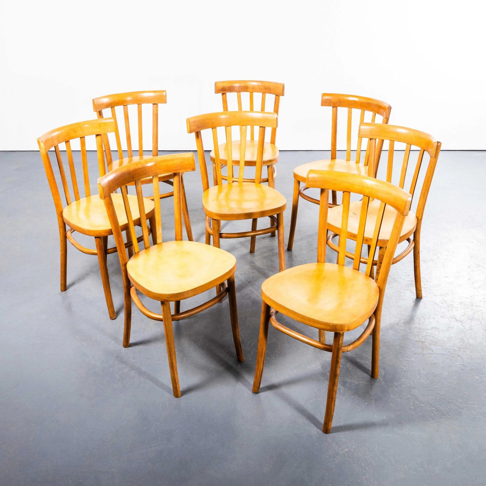 1950’s French Baumann Honey Bistro Dining Chair – Set Of Eight photo furniture