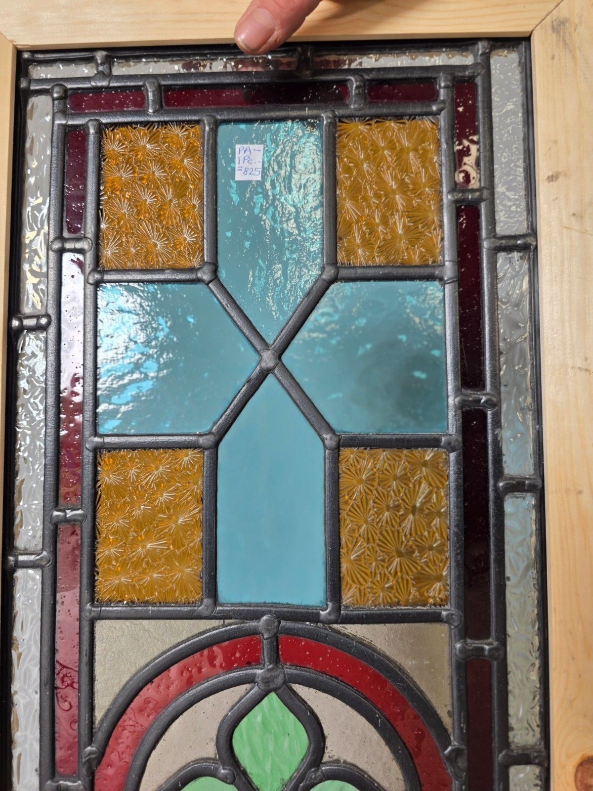 1900 Antique Leaded Glass Window With Hand Painted Countryside Scene photo 825.0