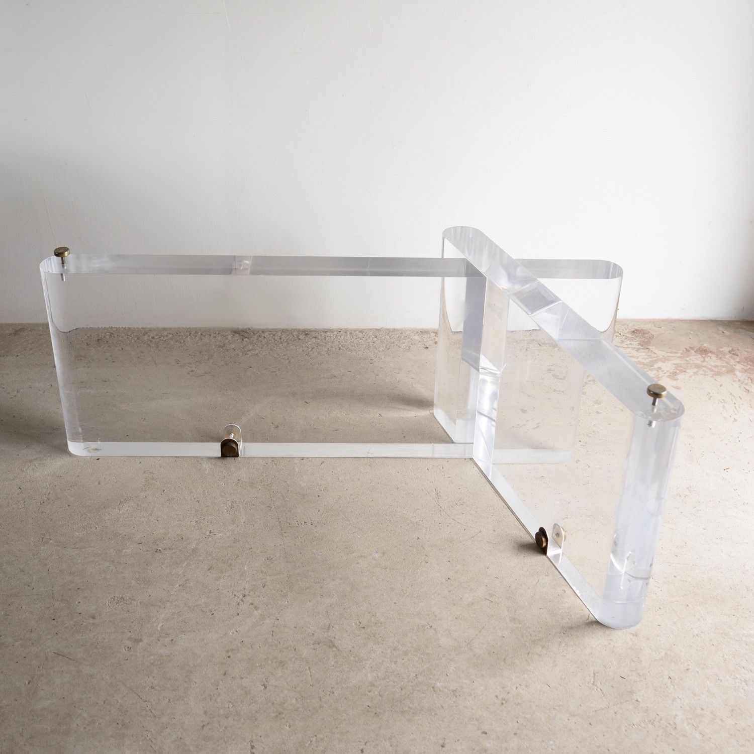 Vintage American Lucite Coffee Table Base By Lion In Frost, Signed, 1970s photo furniture