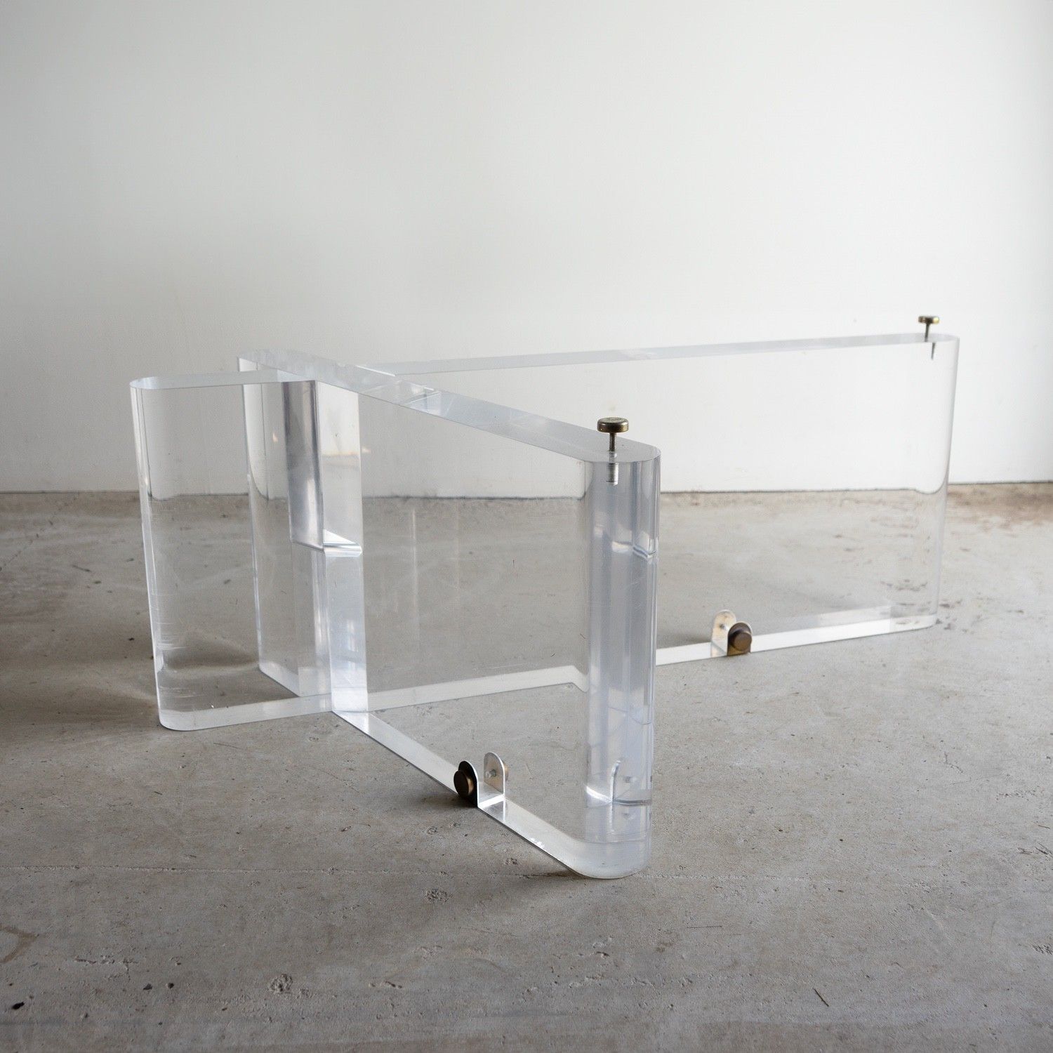 photo for sale Vintage American Lucite Coffee Table Base By Lion In Frost, Signed, 1970s