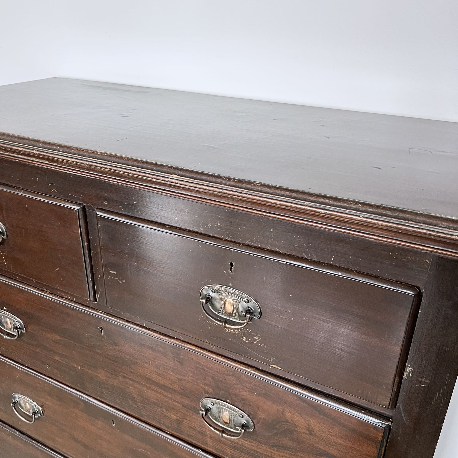 Dark Stained Wooden Chest Of Drawers With Original Handles photo buy