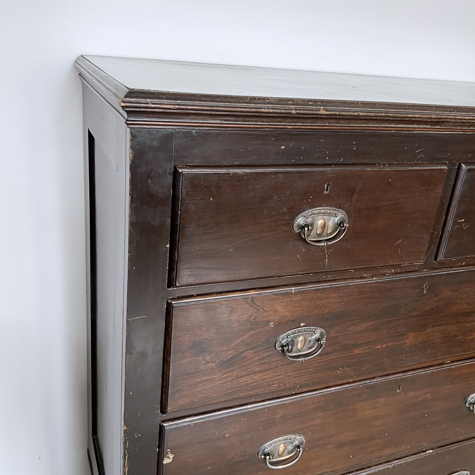 photo for sale Dark Stained Wooden Chest Of Drawers With Original Handles