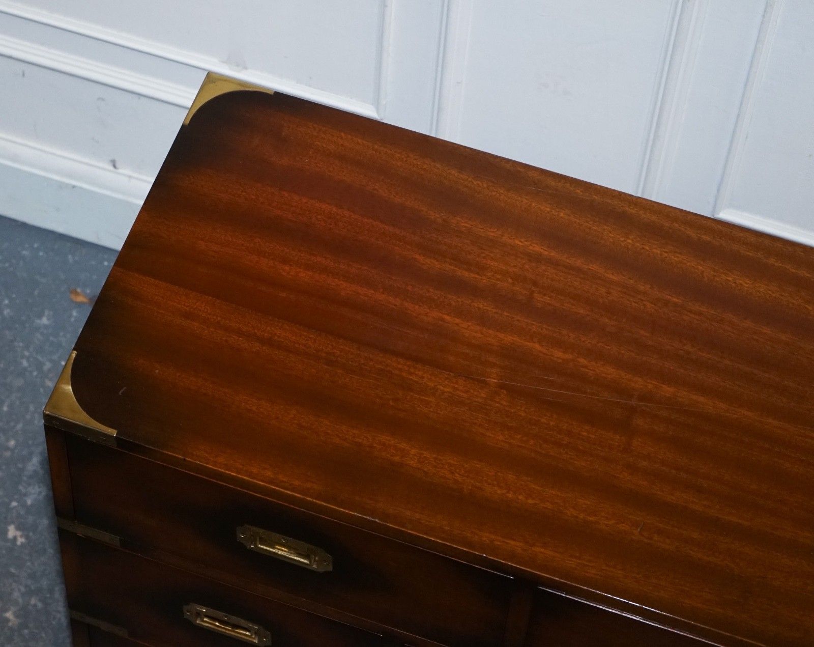 photo for sale Vintage Jansen Of London Military Campaign Brass Sideboard Chest Of Drawers