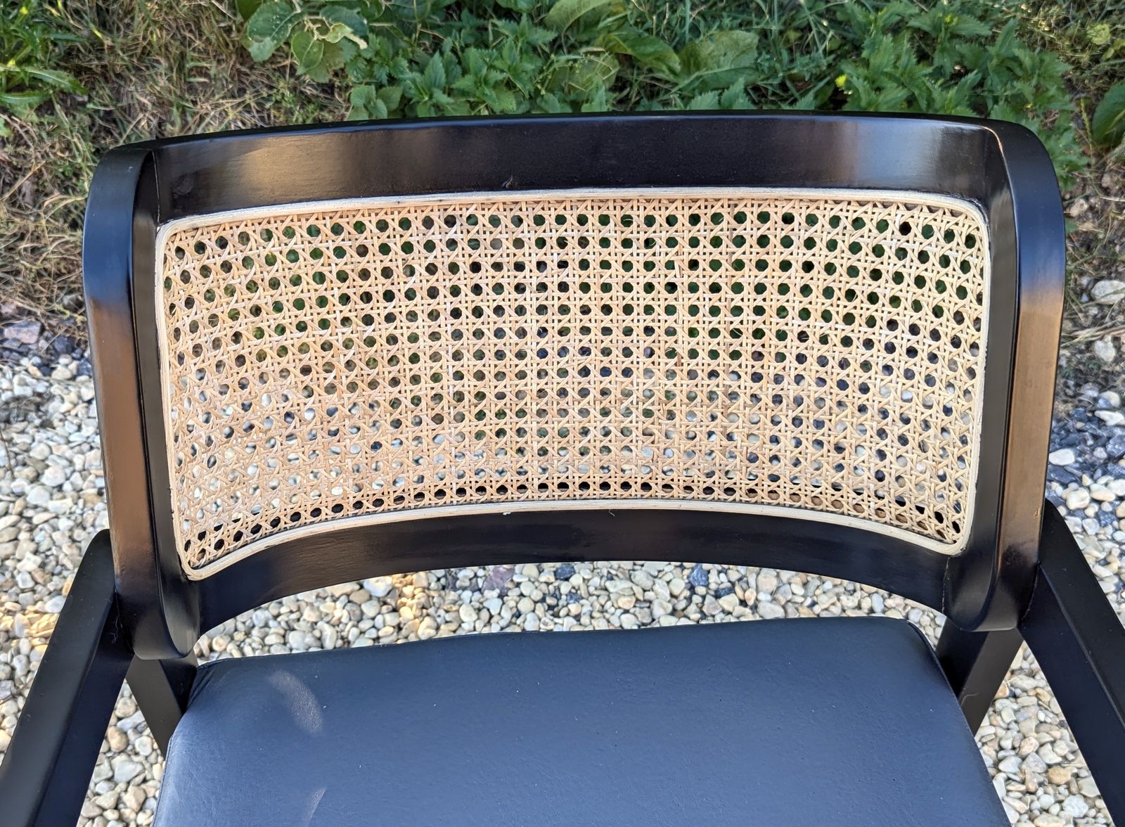 photo for sale Pair Rattan Back Black Carver Dining Chairs   Occasional Armchairs Cafe Chairs