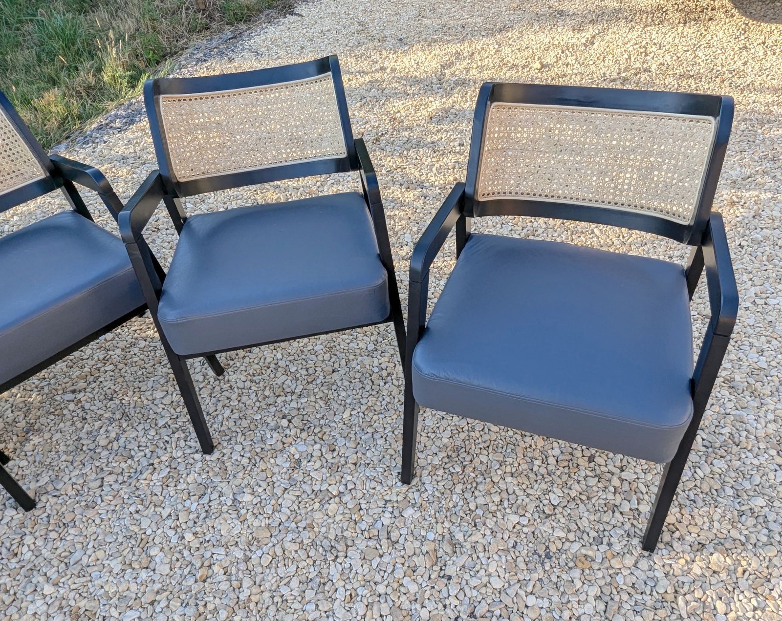 photo buy Pair Rattan Back Black Carver Dining Chairs   Occasional Armchairs Cafe Chairs