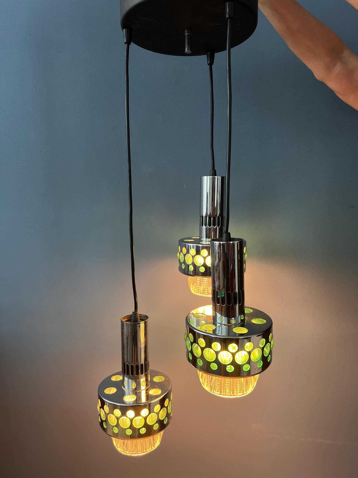 Green Vintage Space Age Massive Cascade Pendant Lamp photo furniture