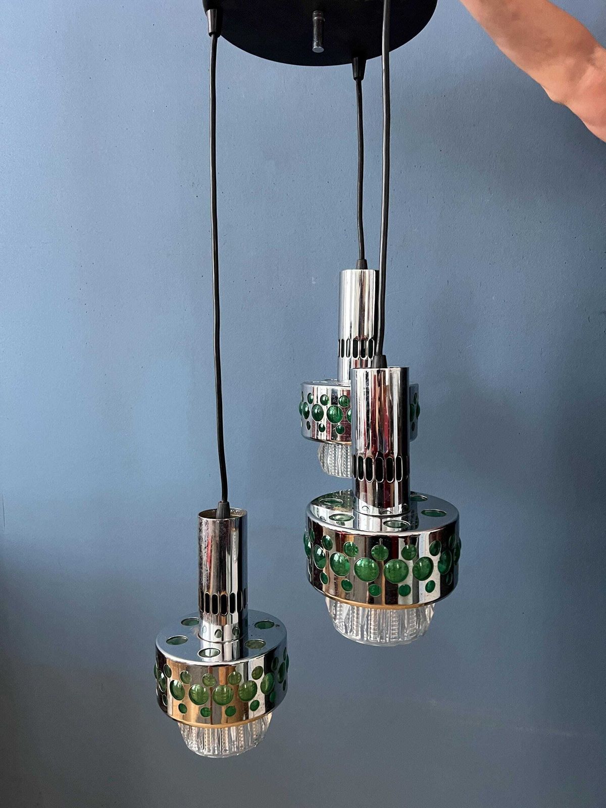 Green Vintage Space Age Massive Cascade Pendant Lamp photo vinterior