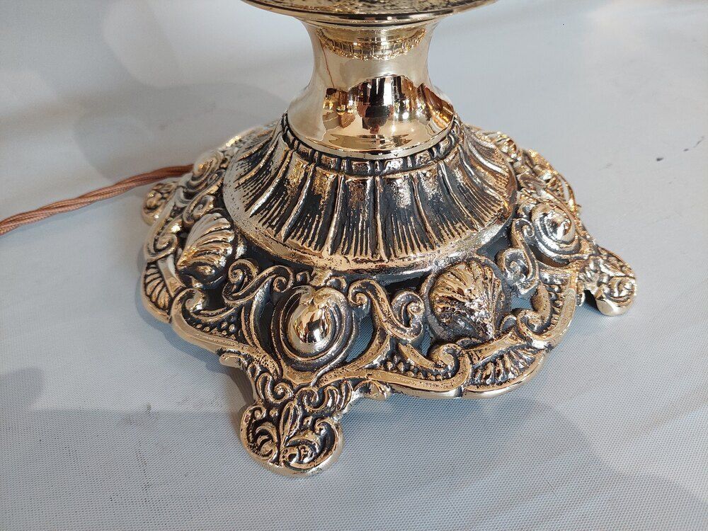 Early 20thc Pressed Brass Oriental Table Lamp photo vinterior