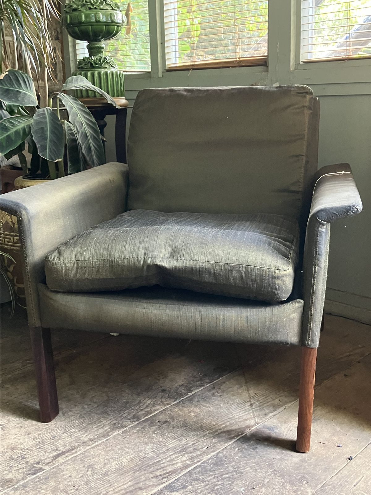 Hans Olsen For Cs Mobler Silk And Rosewood Armchair photo 565.0