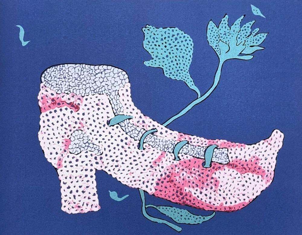 After Yayoi Kusama, Going To The Filed With Shoes, Lithograph, 1980s photo for sale