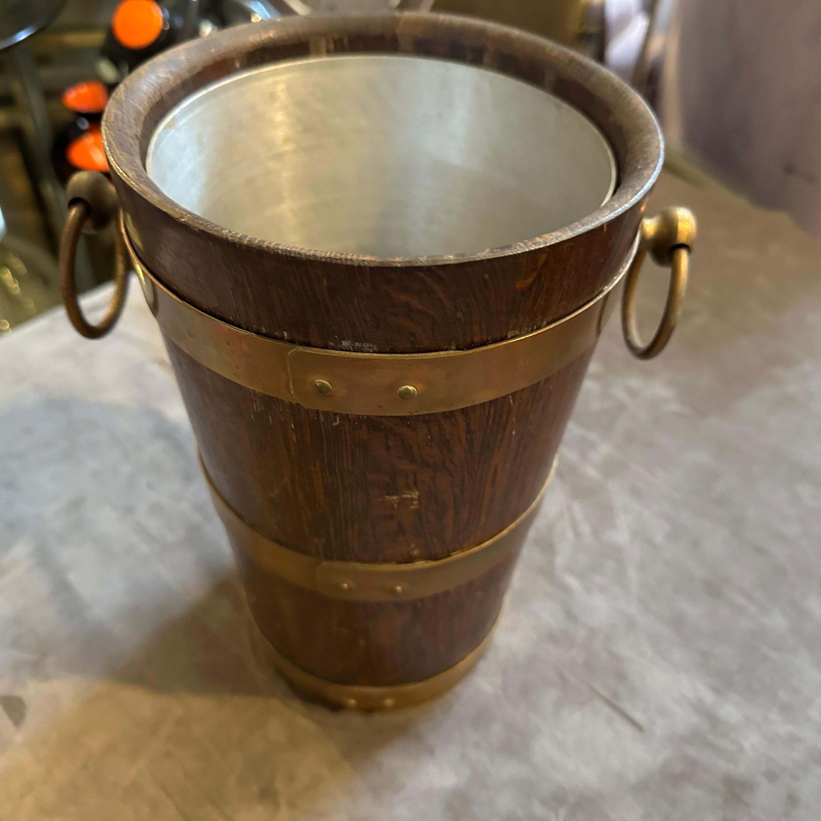 1940s Art Deco Oak Wood And Copper French Wine Cooler By Geraud Lafitte photo 554.0