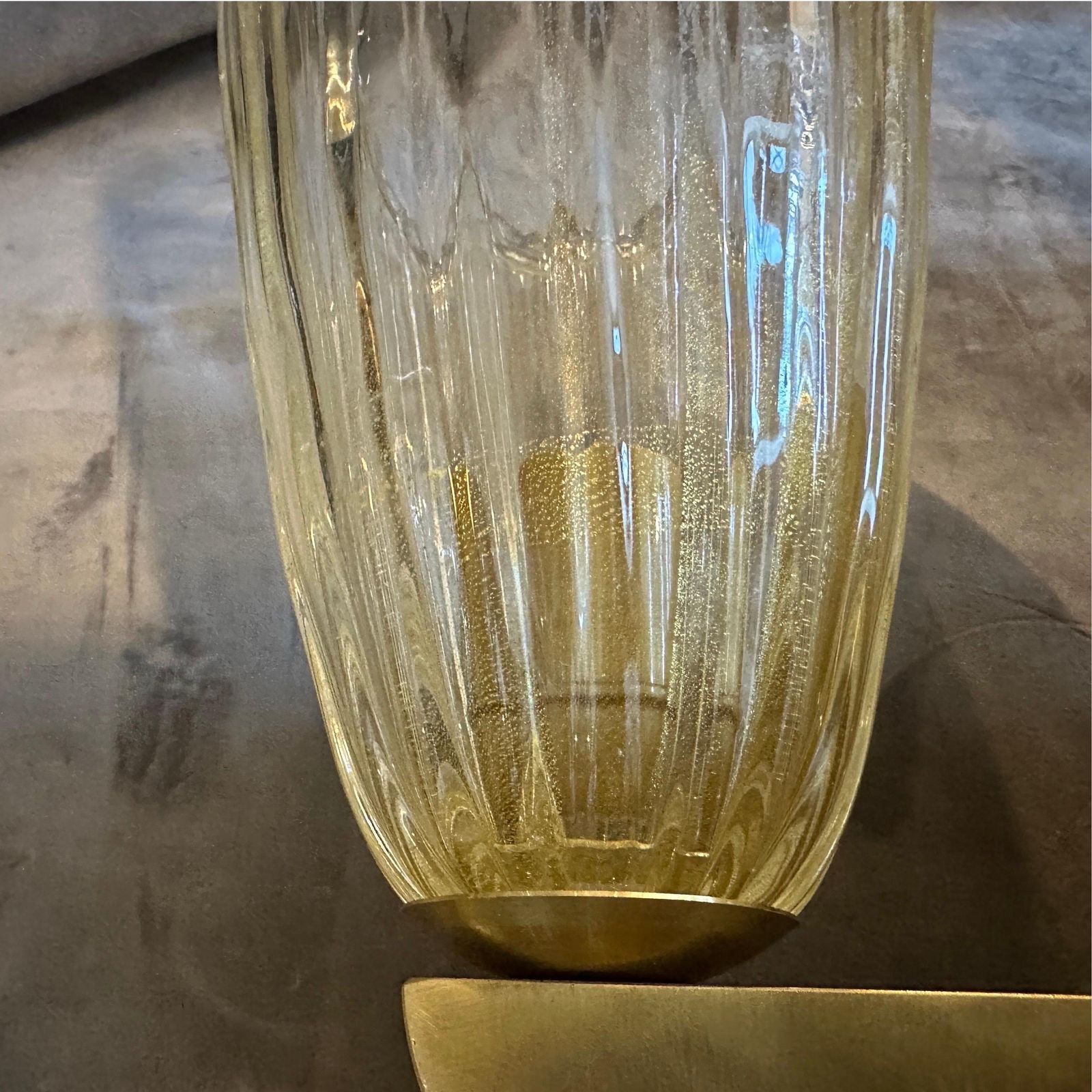Lighting Two 1990s Barovier Style Mid Century Modern Murano Glass And Brass Wall Sconces photo