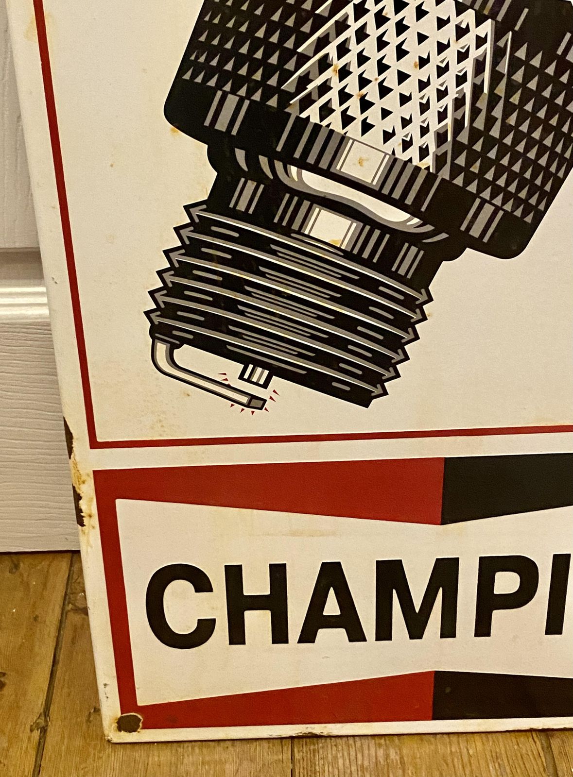 Champion Spark Plugs Shop Trade Advertising Sign Garage Rally Racing Antique Car Auto Wall Art Brdc Ngk Plug Automobile Mechanic Gasoline Gas Petrol photo vinterior