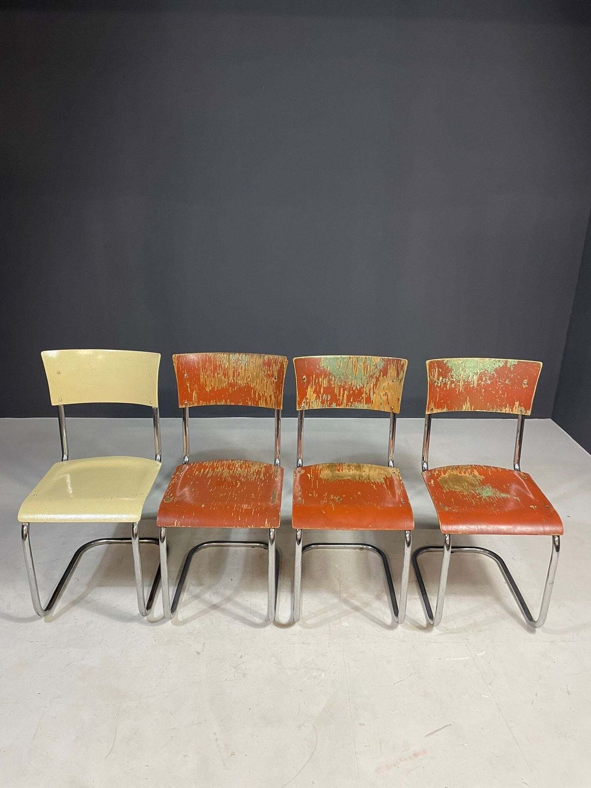 Chromen Eetset Van Robert Slezák, Jaren 1930, Ongerestaureerde Staat Met Patina photo buy