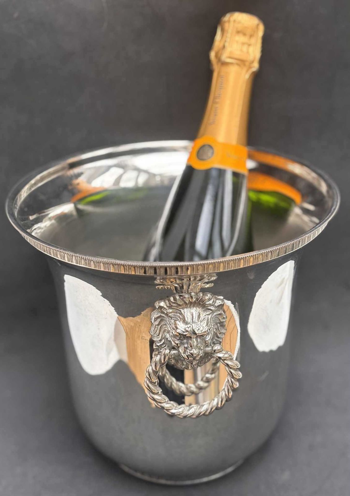 Champagne Bucket Silver Plated Handles Lion Head Decor Bar Cart Christmas Table Wine Chiller Cooler Gift For Wedding Gift Man Cave photo for sale