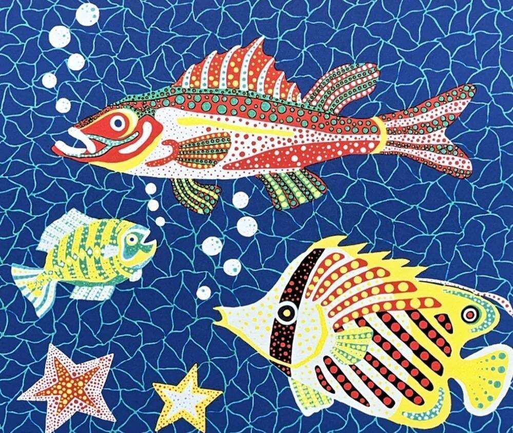 After Yayoi Kusama, Sea Lithograph, 1980s photo furniture