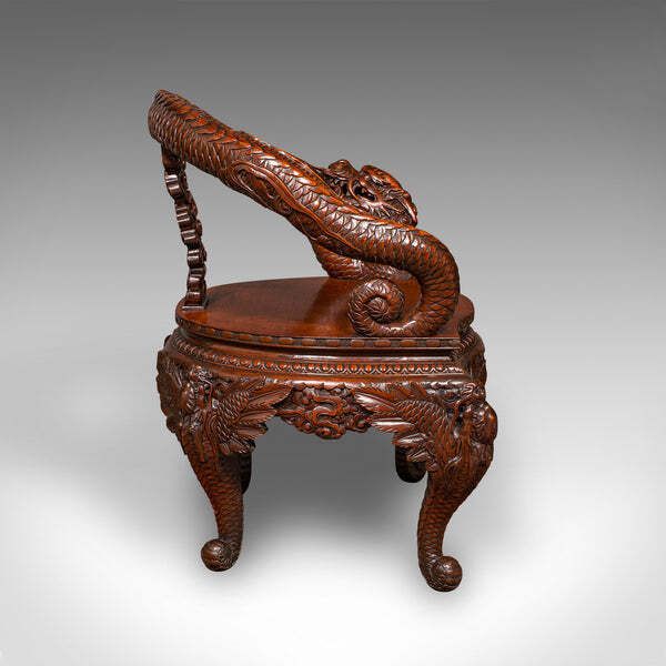 Vintage Decorative Elbow Chair, Oriental, Hall, Fireside, Dragon Seat, Art Deco photo for sale