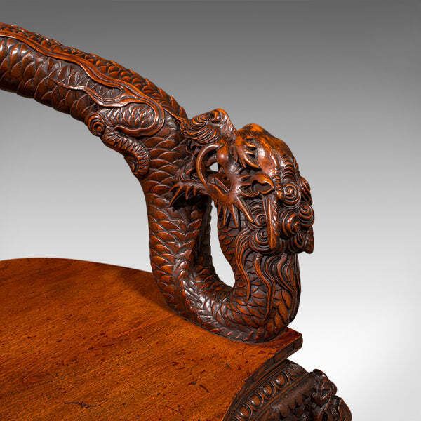 photo furniture Vintage Decorative Elbow Chair, Oriental, Hall, Fireside, Dragon Seat, Art Deco