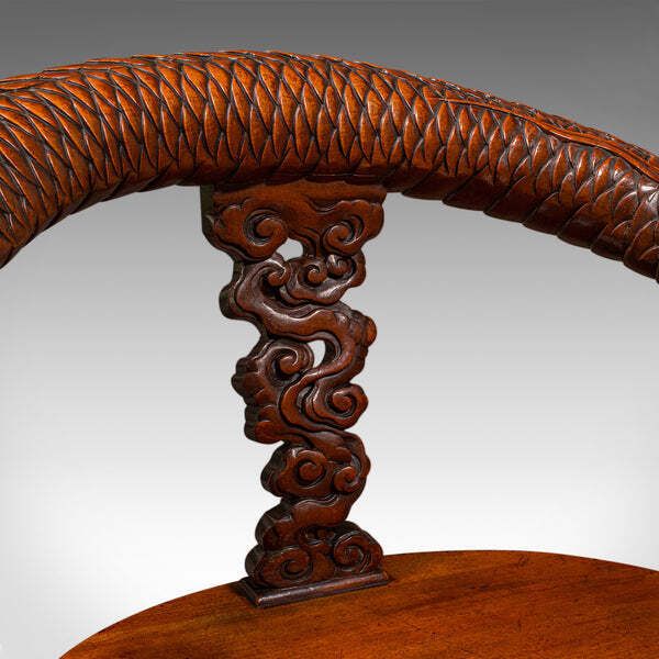 photo for sale Vintage Decorative Elbow Chair, Oriental, Hall, Fireside, Dragon Seat, Art Deco