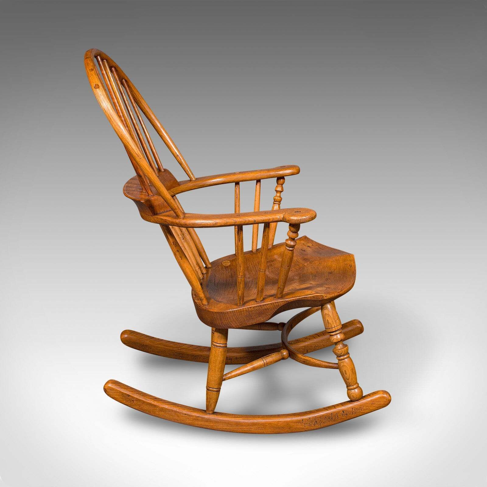 Antique Windsor Rocking Chair, English, Elm, Rocker, Fireside Seat, Victorian photo for sale