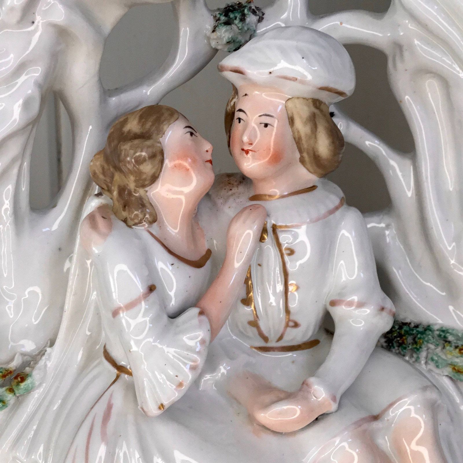 Victorian Staffordshire Flat Back, Lovers In A Bower, An Older Version Of This Romeo And Juliet Design From 1860’s. Lovely Condition. photo furniture