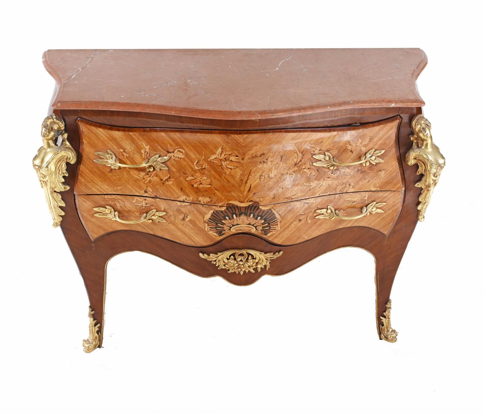 Pair Louis XV Commodes Bombe Chest Drawers Gilt Linke photo furniture