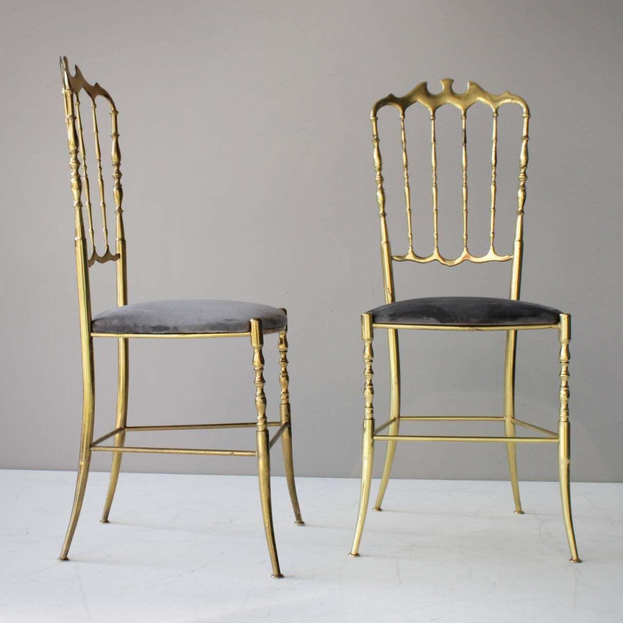 Paar Italiaanse Chiavari Stoelen In Messing photo Meubels