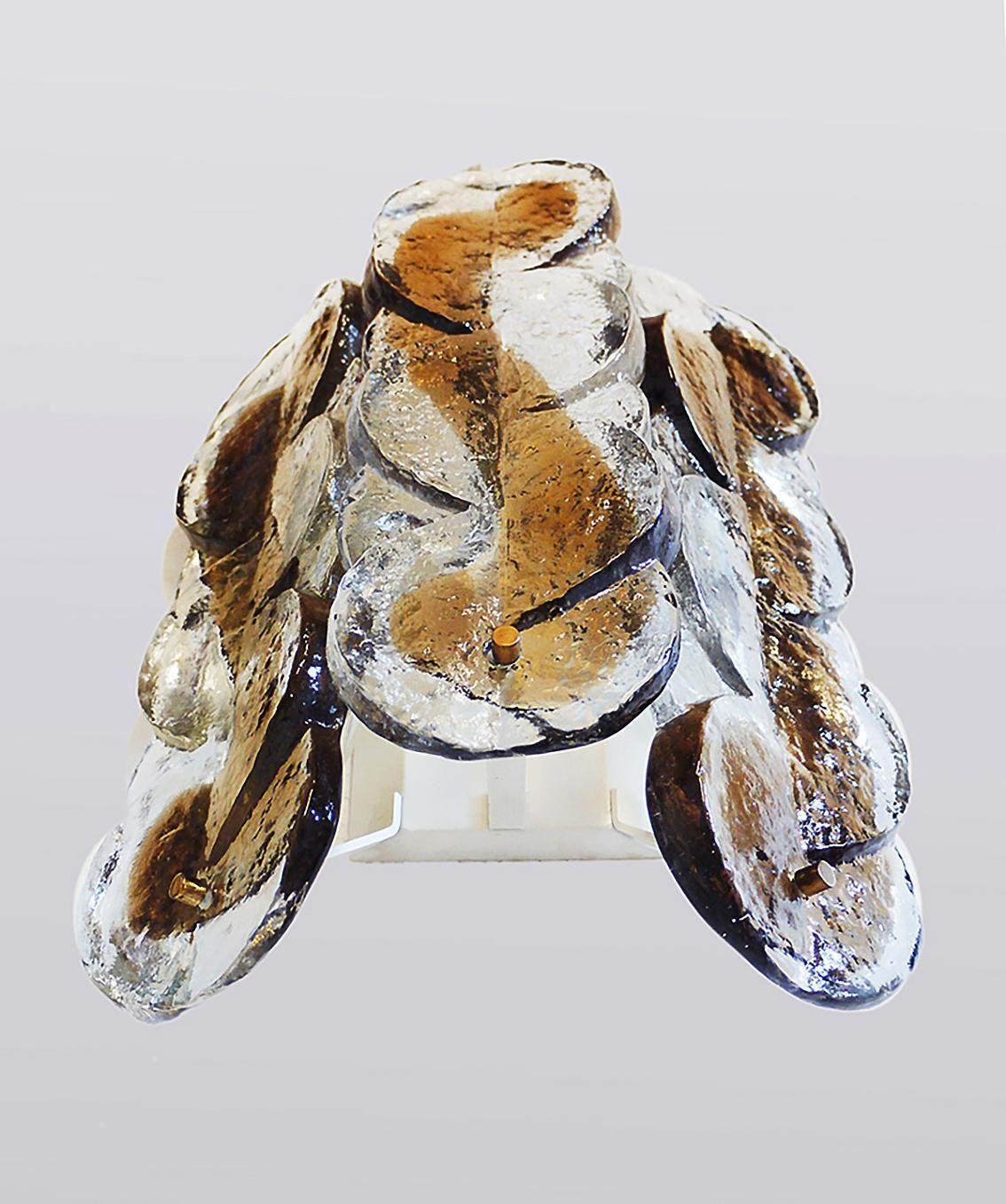 1 'Of 3' Amber Murano Citrus Swirl Wall Sconce Glass & Brass Kalmar Austria 1960 photo 1109.0