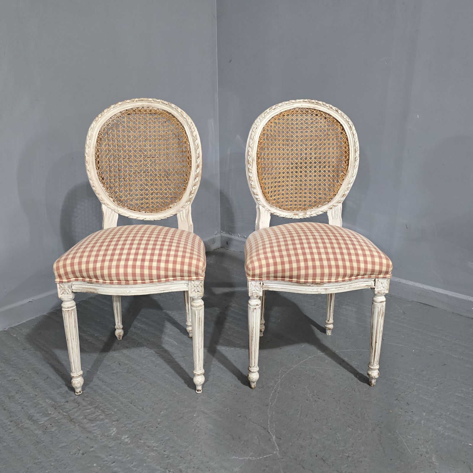 Pair French Bergere Side Chairs