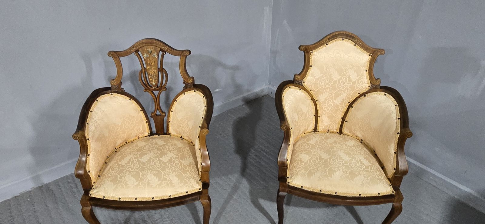 Pair Mahogany Art Noveau Side Chairs photo furniture