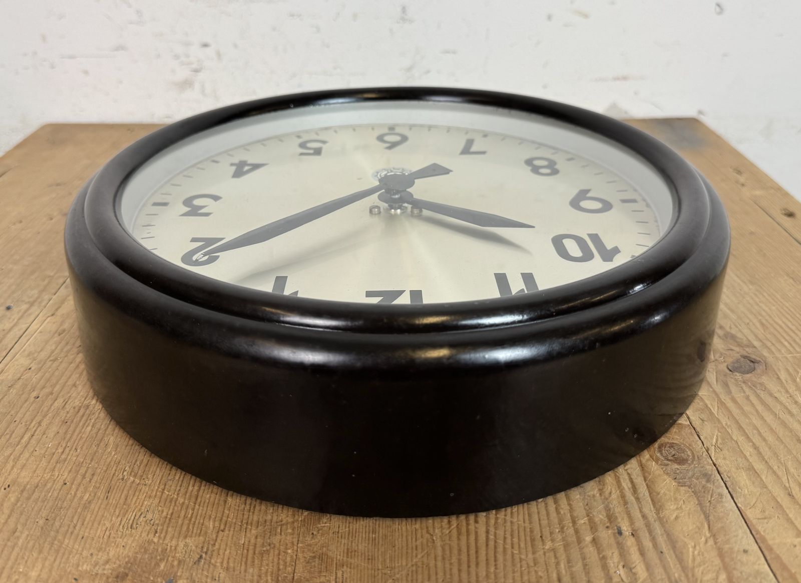 Home Decor Industrial Brown Bakelite Factory Wall Clock From Chronotechna, 1960s photo
