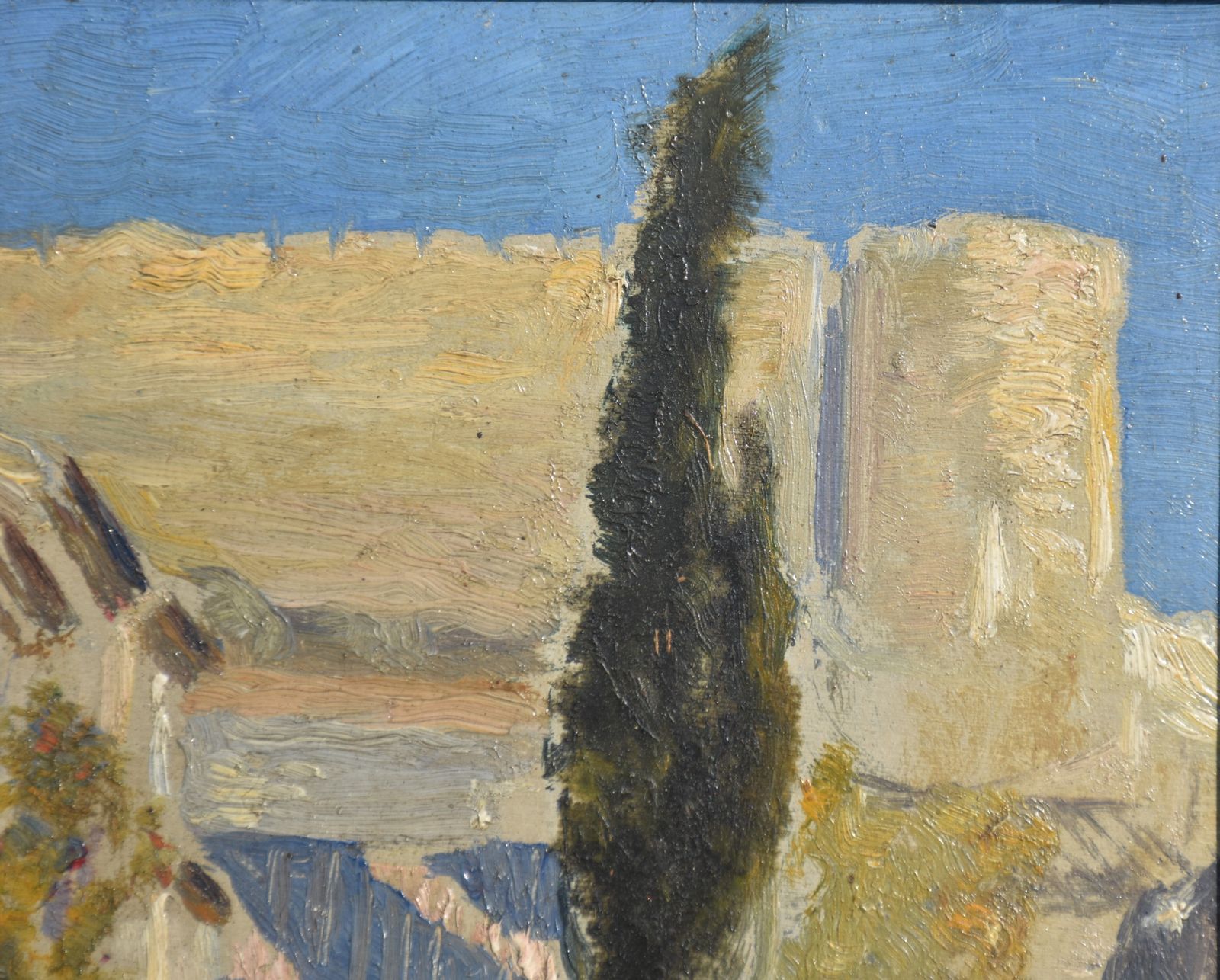 Jean Chorel, Street View Of Villeneuve Lès Avignon With The Fort Saint André (1919) photo vintage
