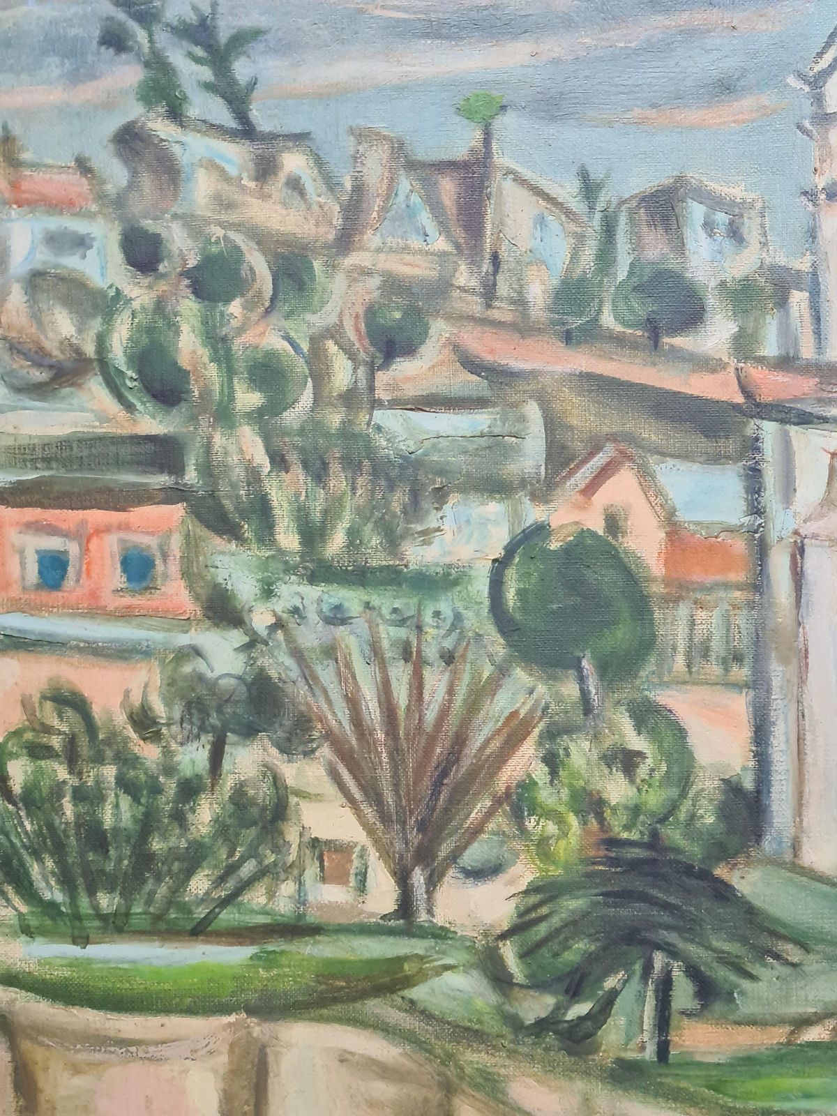 Mid Century Painting Of A Church, In A Monastery Garden From The 1950s By Shedlin (Reginald Schoedelin) photo Art