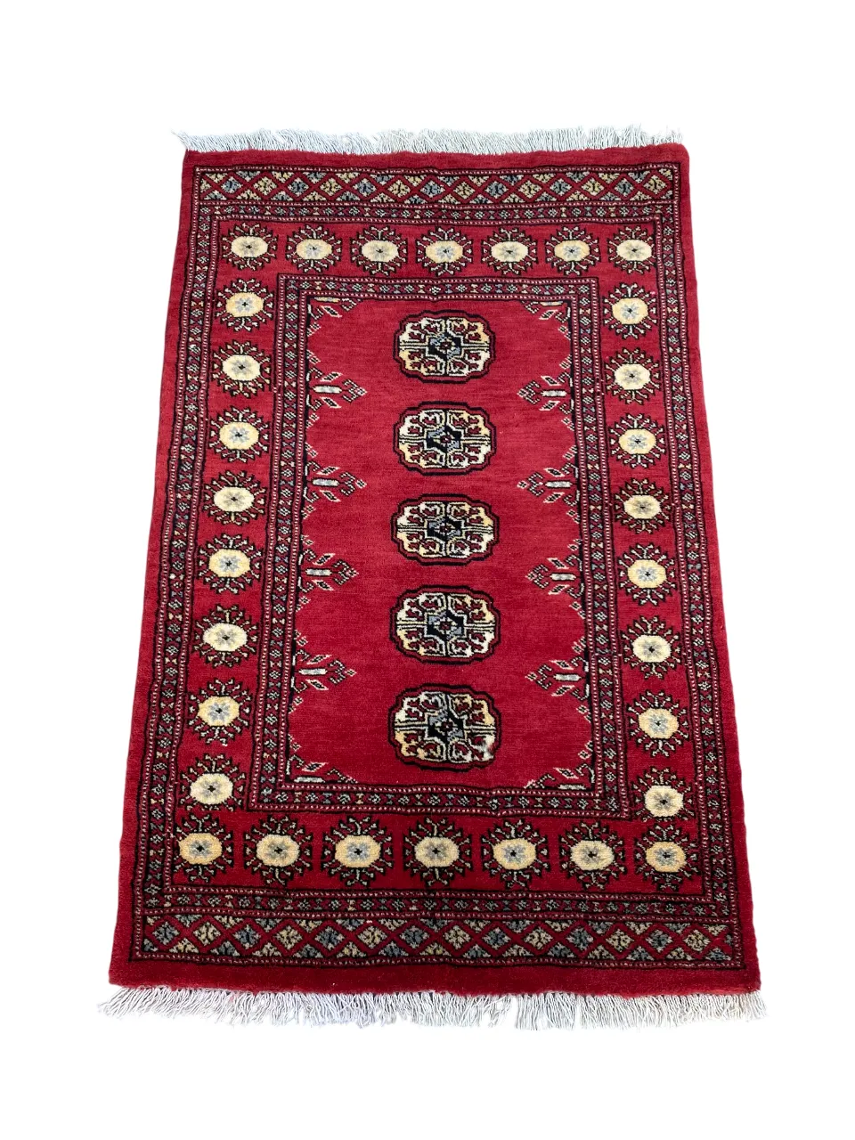 Unique Red Bokhara Rug Boho Tribal Area Carpet