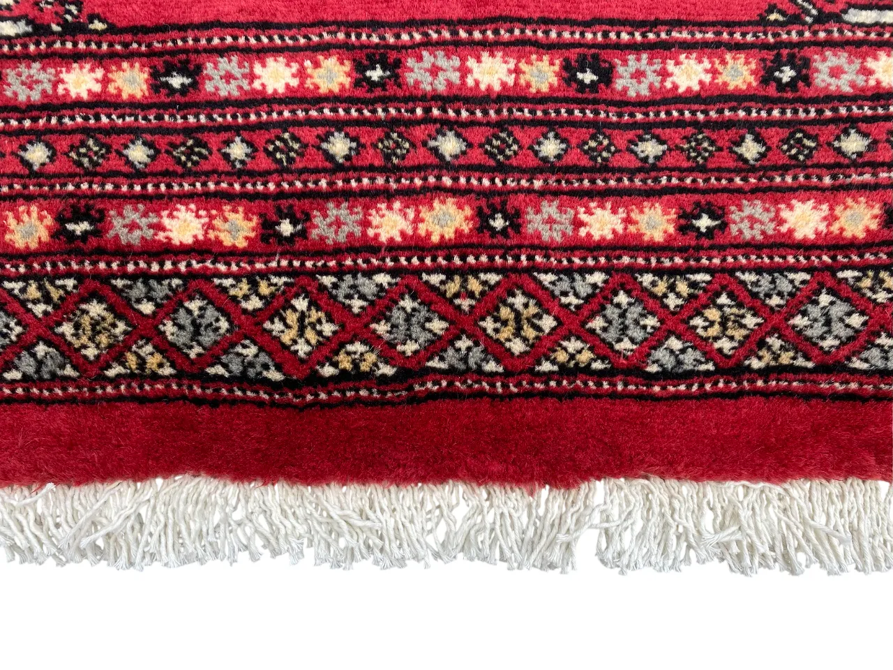 Hand Knotted Bokhara Rug Geometric Wool Carpet 3x4 photo furniture