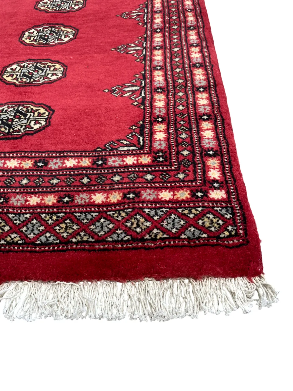 Hand Knotted Bokhara Rug Geometric Wool Carpet 3x4 photo for sale