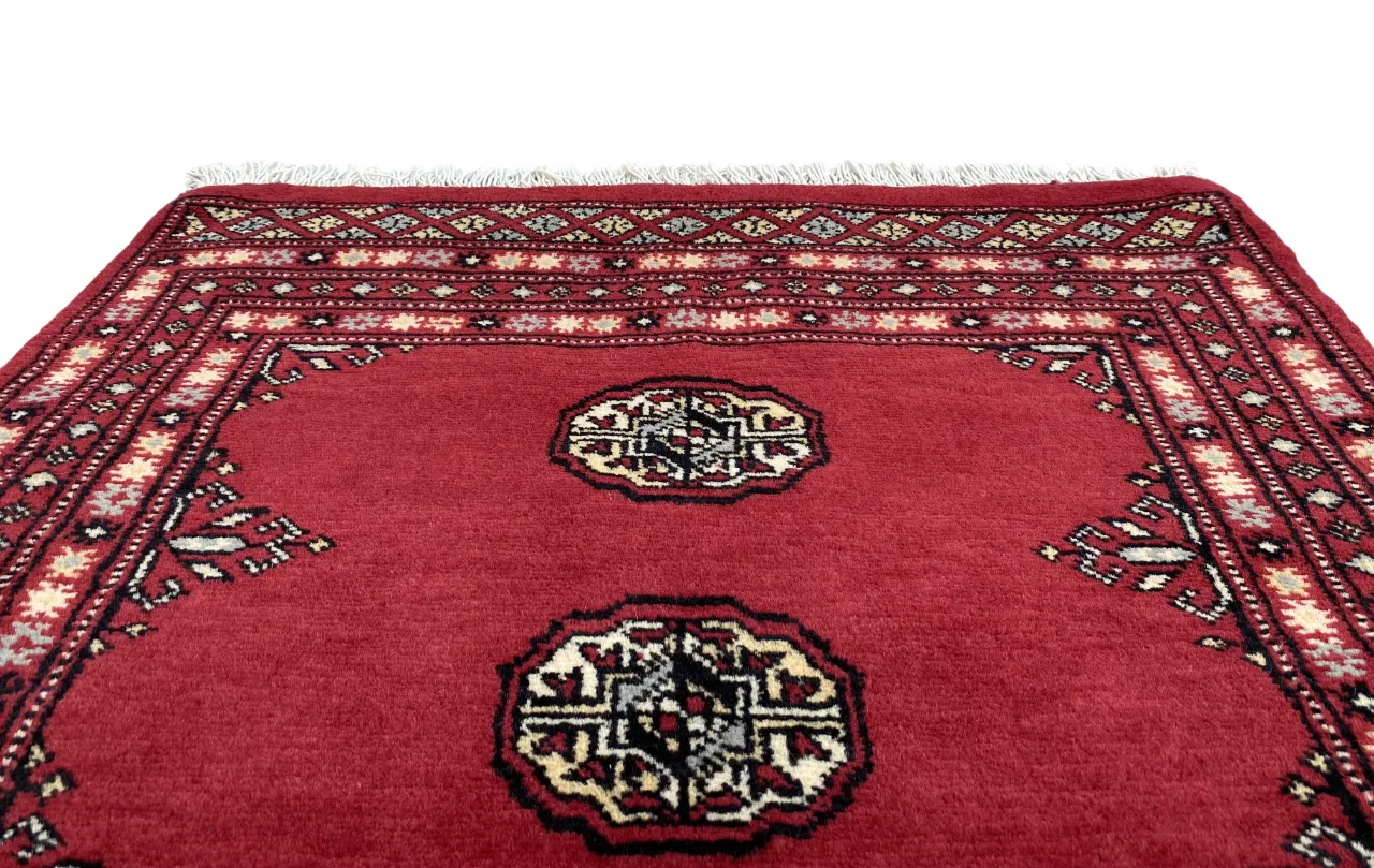 Textiles Hand Knotted Bokhara Rug Geometric Wool Carpet 3x4 photo