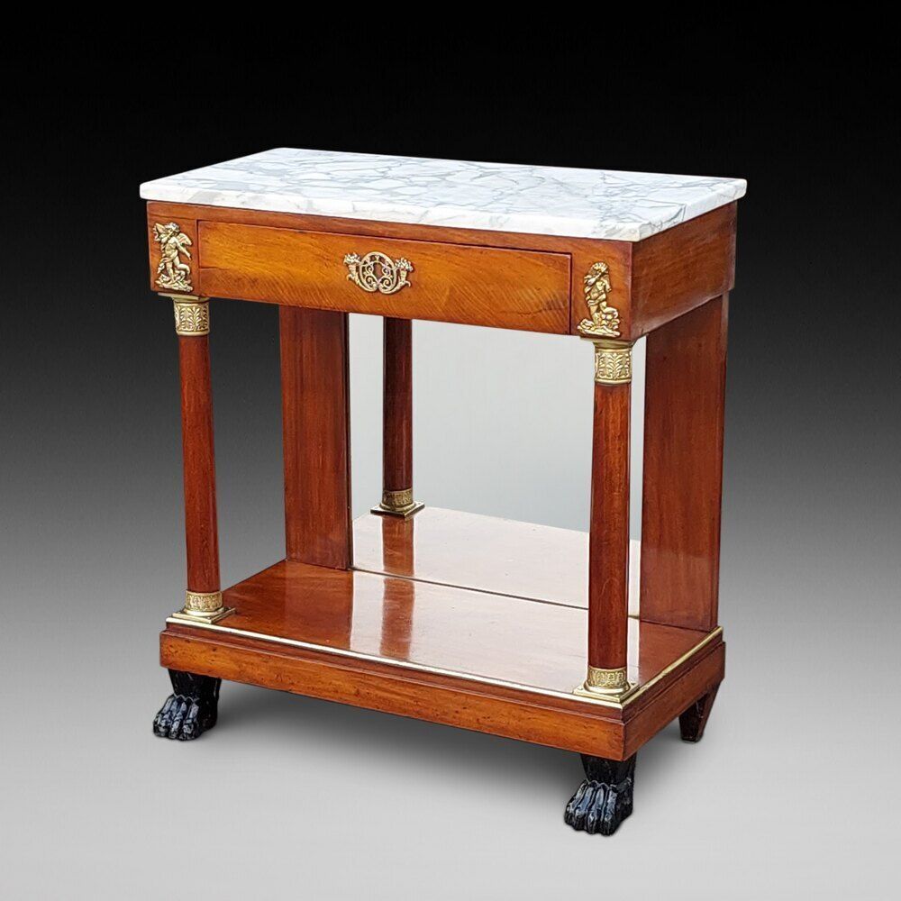 Early 20thc French Figured Mahogany Console Table