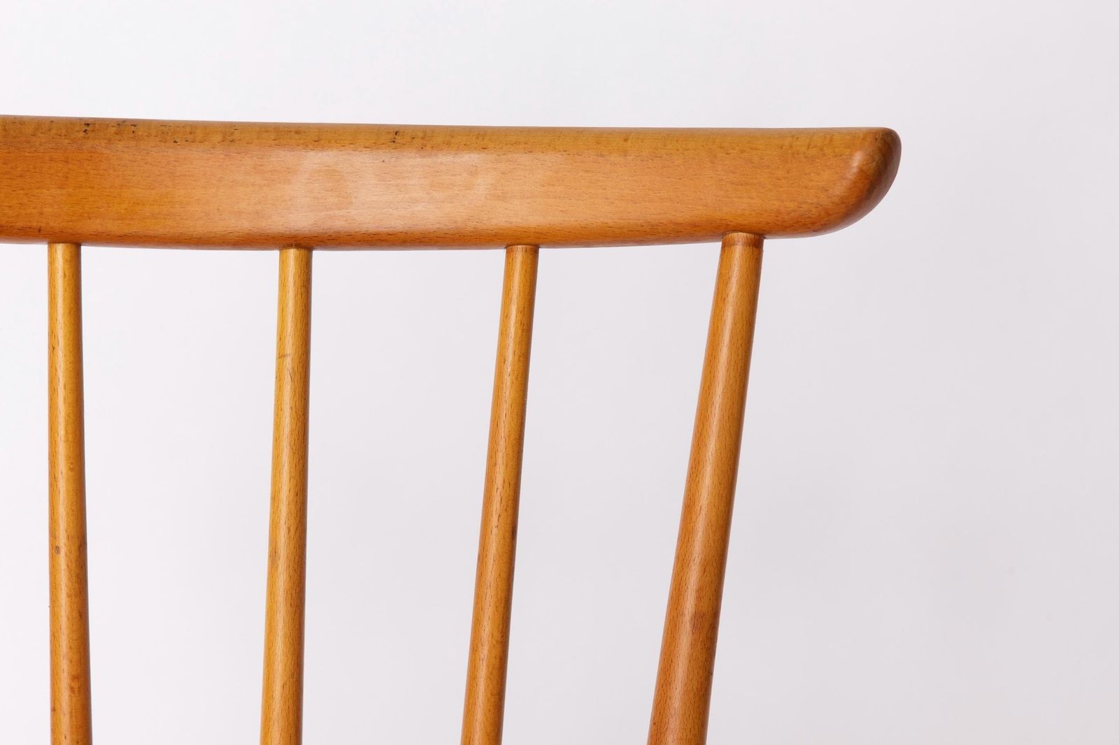 Vintage Beech Dining Chair With Original Red Faux Leather Seat – 1960s/70s Mid Century German Design photo Furniture