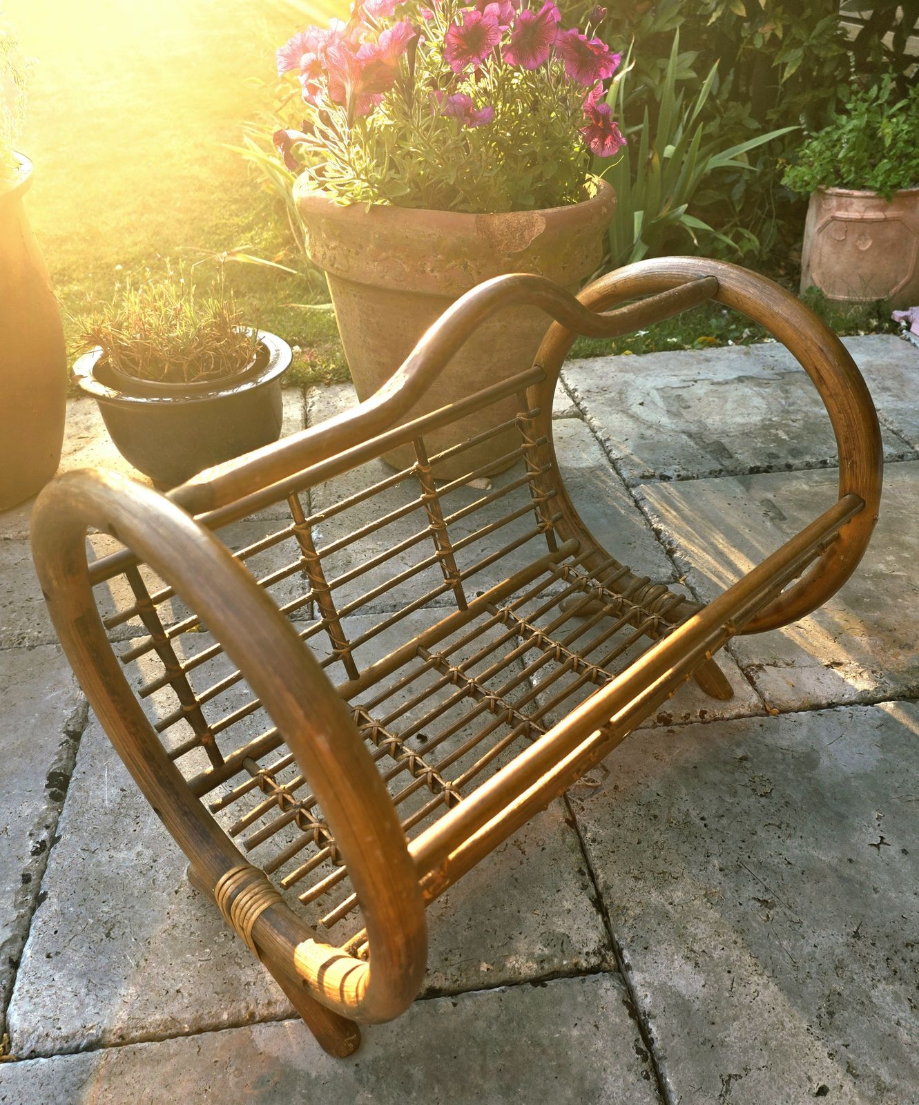 Unusual 1950's Circular Cane Magazine Rack photo for sale